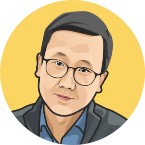 illustration of Soobin Kim's head and shoulders in front of yellow background